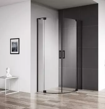 Душевой уголок Cezares Slider 100х100 SLIDER-R-2-90/100-C-NERO без поддона, стекло прозрачное, профиль черный матовый