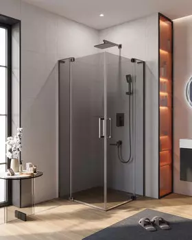 Душевой уголок Cezares SLIDER 90x90 SLIDER-A-2-90/100-GRIGIO-GM стекло тонированное, профиль оружейная сталь