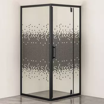 Душевой уголок Comforty 90x90 30BM стекло прозрачное с узором, профиль черный