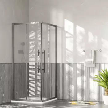 Душевой уголок Esbano 100x100 ESF-100KV-GM стекло прозрачное, профиль оружейная сталь, без поддона