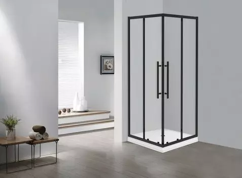 Душевой уголок Esbano Flex 100x100 ESF-100KV-B стекло прозрачное, профиль черный