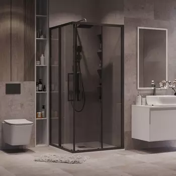 Душевой уголок Grossman Cosmo 100x100 300.K33.02.1010.21.10 без поддона, стекло тонированное, профиль черный матовый