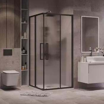 Душевой уголок Grossman Cosmo 100x100 300.K33.02.1010.21.02 без поддона, стекло шиншилла, профиль черный матовый