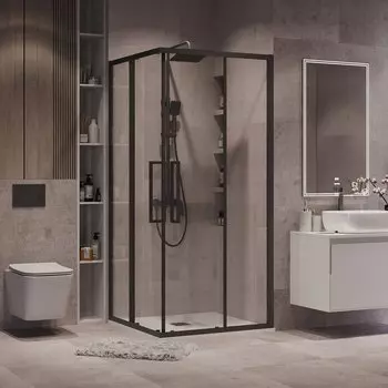 Душевой уголок Grossman Cosmo 100x100 300.K33.02.1010.21.00 без поддона, стекло прозрачное, профиль черный матовый