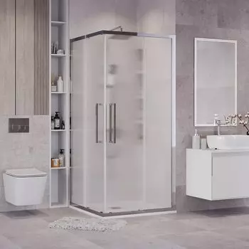 Душевой уголок Grossman Cosmo 100x100 300.K33.02.1010.10.02 без поддона, стекло шиншилла, профиль хром