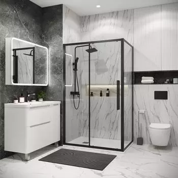 Душевой уголок Grossman Cosmo 100x80 120.K33.02.1080.21.00 без поддона, стекло прозрачное, профиль черный матовый