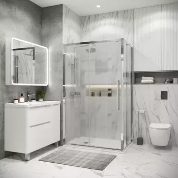 Душевой уголок Grossman Cosmo 100x90 120.K33.02.1090.10.02 без поддона, стекло шиншилла, профиль хром