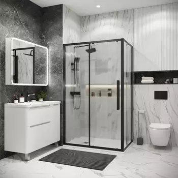 Душевой уголок Grossman Cosmo 110x90 120.K33.02.1190.21.02 без поддона, стекло шиншилла, профиль черный матовый