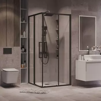 Душевой уголок Grossman Cosmo 80x80 300.K33.02.8080.21.00 без поддона, стекло прозрачное, профиль черный матовый