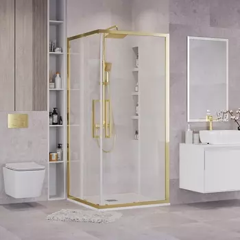 Душевой уголок Grossman Cosmo 80x80 300.K33.02.8080.32.00 без поддона, стекло прозрачное, профиль золото