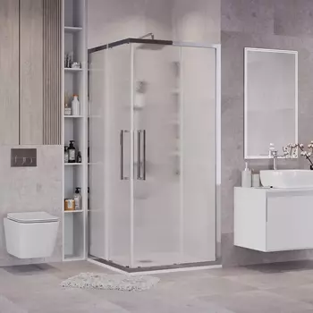 Душевой уголок Grossman Cosmo 80x80 300.K33.02.8080.10.02 без поддона, стекло шиншилла, профиль хром