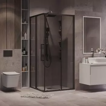 Душевой уголок Grossman Cosmo 80x80 300.K33.02.8080.21.10 без поддона, стекло тонированное, профиль черный матовый