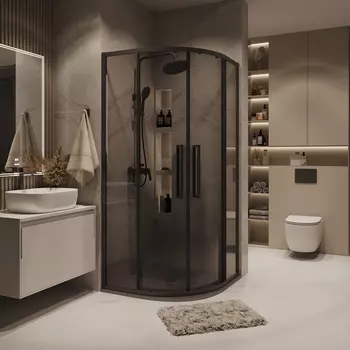 Душевой уголок Grossman Cosmo 80x80 301.K33.02.8080.21.10 без поддона, стекло тонированное, профиль черный матовый