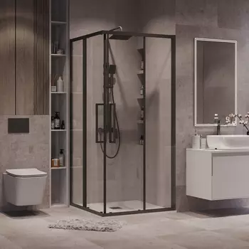 Душевой уголок Grossman Cosmo 90x90 300.K33.02.9090.42.00 без поддона, стекло прозрачное, профиль графит
