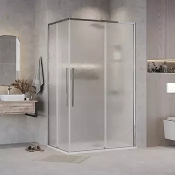 Душевой уголок Grossman Galaxy 110х80 300.K33.01.11R80L.10.02 стекло шиншилла, профиль хром