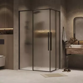 Душевой уголок Grossman Galaxy 80х100 300.K33.01.80R10L.21.02 стекло шиншилла, профиль черный матовый