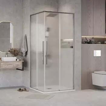 Душевой уголок Grossman Galaxy 80x80 300.K33.01.8080.10.02 без поддона, стекло шиншилла, профиль хром