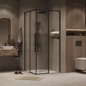 Душевой уголок Grossman Galaxy 90x70 300.K33.01.9070.21.02 без поддона, стекло шиншилла, профиль черный матовый