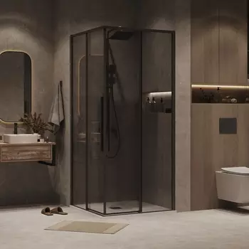 Душевой уголок Grossman Galaxy 90x80 300.K33.01.9080.21.10 без поддона, стекло тонированное, профиль черный матовый