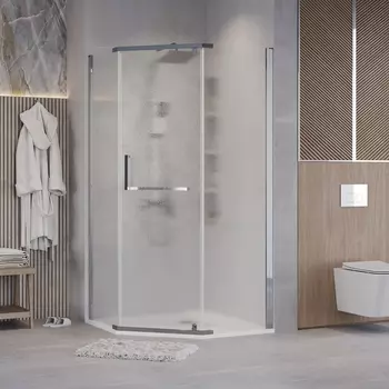 Душевой уголок Grossman Pragma 100x100 302.K33.03.1010.10.02 без поддона, стекло шиншилла, профиль хром