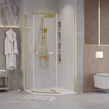 Душевой уголок Grossman Pragma 100x100 302.K33.03.1010.32.00 без поддона, стекло прозрачное, профиль золото