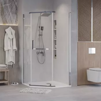 Душевой уголок Grossman Pragma 90x90 302.K33.03.9090.10.00 без поддона, стекло прозрачное, профиль хром