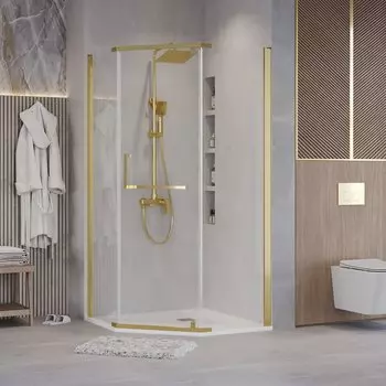 Душевой уголок Grossman Pragma 90x90 302.K33.03.9090.32.00 без поддона, стекло прозрачное, профиль золото