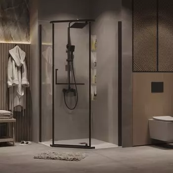 Душевой уголок Grossman Pragma 90x90 302.K33.03.9090.21.00 без поддона, стекло прозрачное, профиль черный матовый