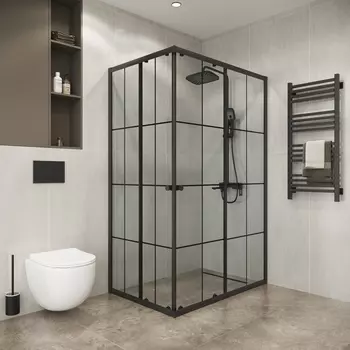 Душевой уголок Niagara Eco 117x78 NG-1012-14QKL стекло в клетку, профиль черный матовый