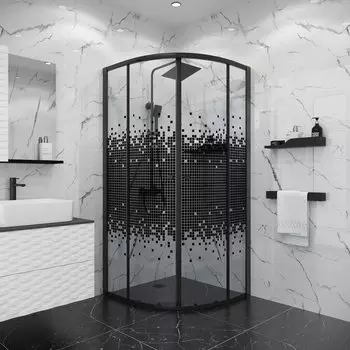 Душевой уголок Niagara Eco 78x78 NG-1003-14BLACK стекло мозаика, профиль черный матовый