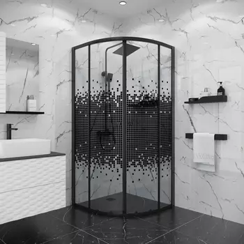 Душевой уголок Niagara Eco 88x88 NG-1007-14BLACK стекло мозаика, профиль черный матовый