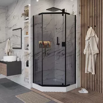 Душевой уголок Niagara Eco 90x90 NG-009-14DT низкий поддон, стекло тонированное, профиль черный