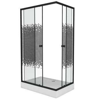 Душевой уголок Niagara Eco NG-012-14Q BLACK 120x80 низкий поддон, стекло мозаика