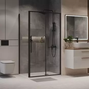 Душевой уголок Niagara Nova 140x80 NG-84-14AB-A80B-34 стекло прозрачное, профиль черный матовый, без поддона