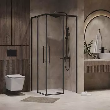 Душевой уголок Niagara Nova 80x80 NG-6828-34BLACK стекло прозрачное, профиль черный матовый, без поддона