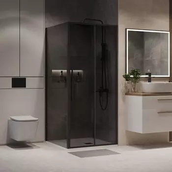 Душевой уголок Niagara Nova 90x100 NG-85-9TB-TB100-34 стекло тонированное, профиль черный матовый, без поддона