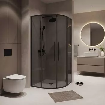 Душевой уголок Niagara Nova 90x90 NG-2826-34BLACK стекло тонированное, профиль черный матовый, без поддона