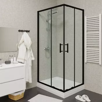 Душевой уголок Parly 120x80 ZQ121B с поддоном, стекло прозрачное, профиль черный