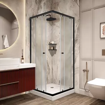 Душевой уголок Parly 80x80 ZFQ81B с поддоном, стекло матовое, профиль черный