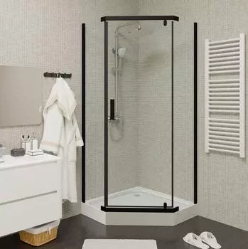 Душевой уголок Parly 90x90 ZPE911BE стекло прозрачное, профиль черный, с поддоном