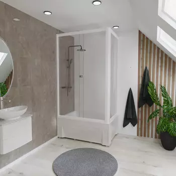 Душевой уголок Радомир Верчелли 119x81 1-03-1-2-0-0130 стекло прозрачное, профиль белый, правый