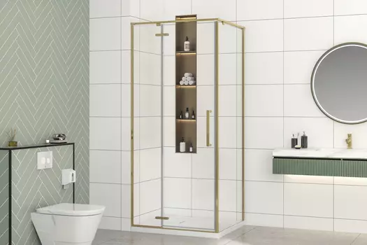 Душевой уголок Royal Bath 100х90 BERN -V RB100x90х195-T-GD стекло прозрачное, профиль золото, без поддона