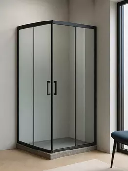 Душевой уголок Royal Bath 75х75 RB HPD-T-BL стекло прозрачное, профиль черный, без поддона