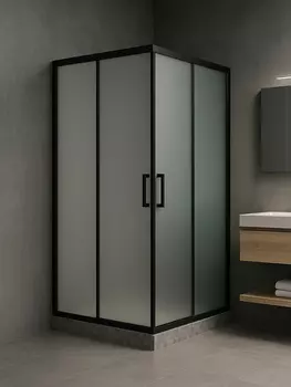 Душевой уголок Royal Bath 75х75 RB HPD-C-BL стекло матовое, профиль черный, без поддона