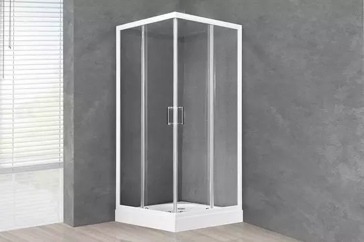 Душевой уголок Royal Bath 80х80 RB 80HP-T стекло прозрачное, профиль белый, с поддоном