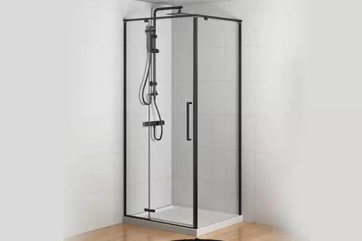 Душевой уголок Royal Bath 80х90 BERN -V RB80x90х195-T-BL стекло прозрачное, профиль черный, без поддона