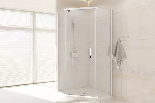 Душевой уголок Royal Bath 90х85 RB 9085TR-T стекло прозрачное, профиль белый