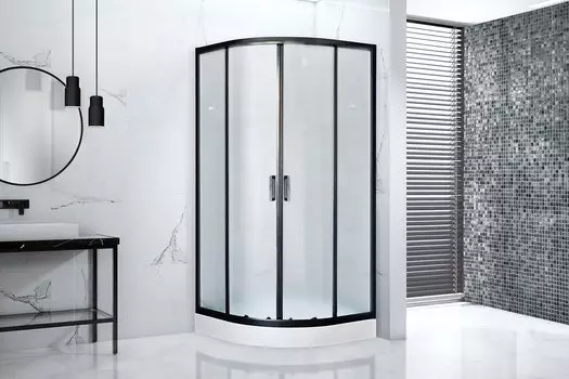 Душевой уголок Royal Bath HK 90х90 RB90HK-C-BL стекло матовое, профиль черный, с поддоном