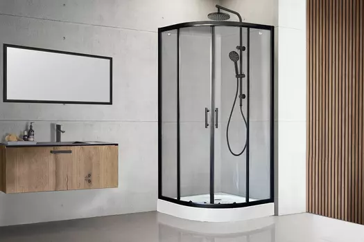 Душевой уголок Royal Bath HK 90x90 RB90HK-T-BL-Practic стекло прозрачное, профиль черный, с поддоном