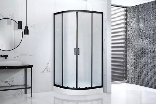 Душевой уголок Royal Bath HK 100х100 RB100HK-C-BL стекло матовое, профиль черный, с поддоном